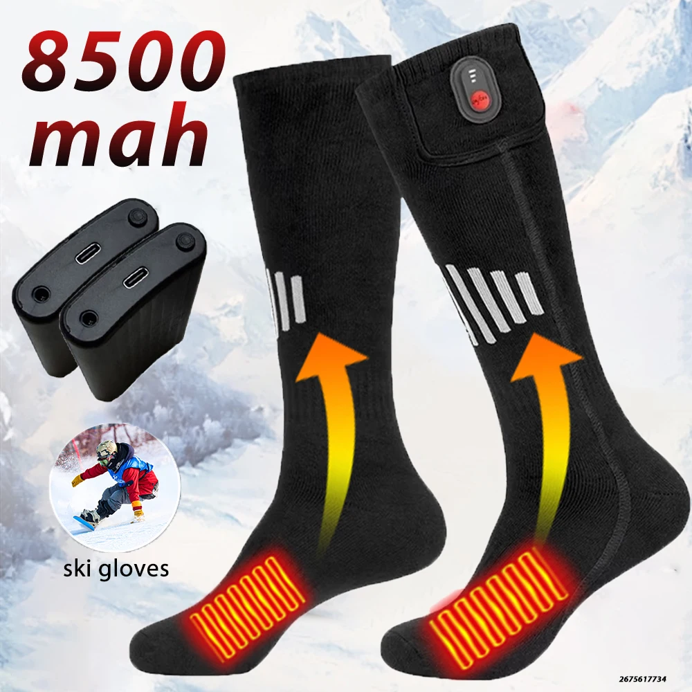 8500mah Heated Socks Large capacity Winter Rechargeable Electric Heated Skiing Socks Outdoor Self-heating Foot Warm Equip self heating socks ski socks