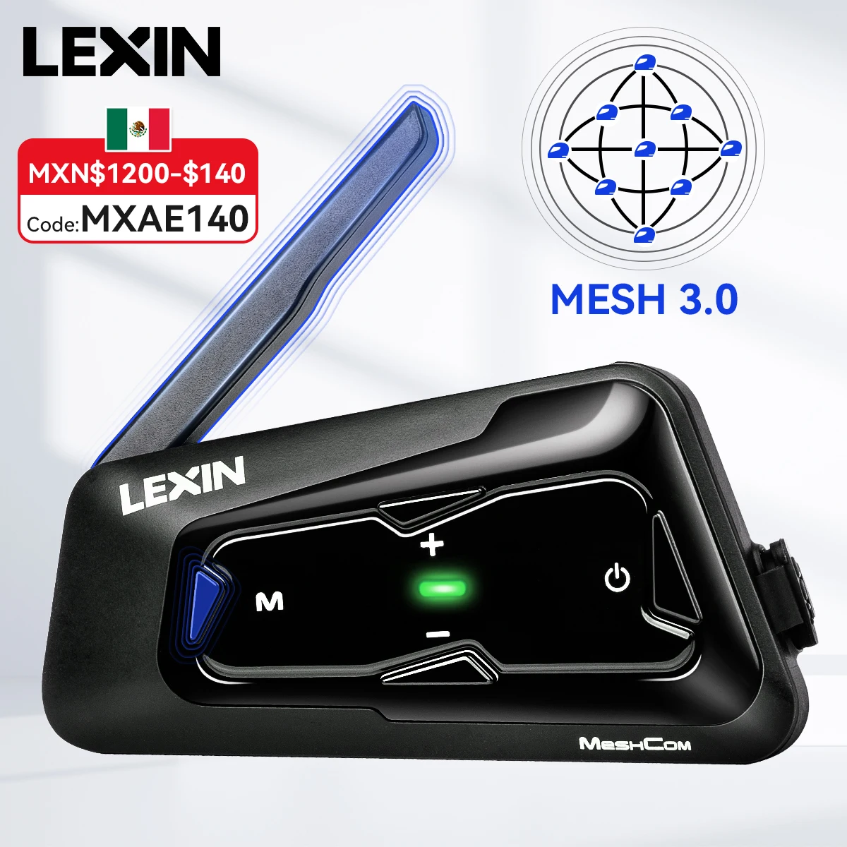 LEXIN-MTX Motorcycle MESH&Bluetooth Headset Intercom ,With Mesh Communication System, Parallel Audio- Intercom,24 Riders