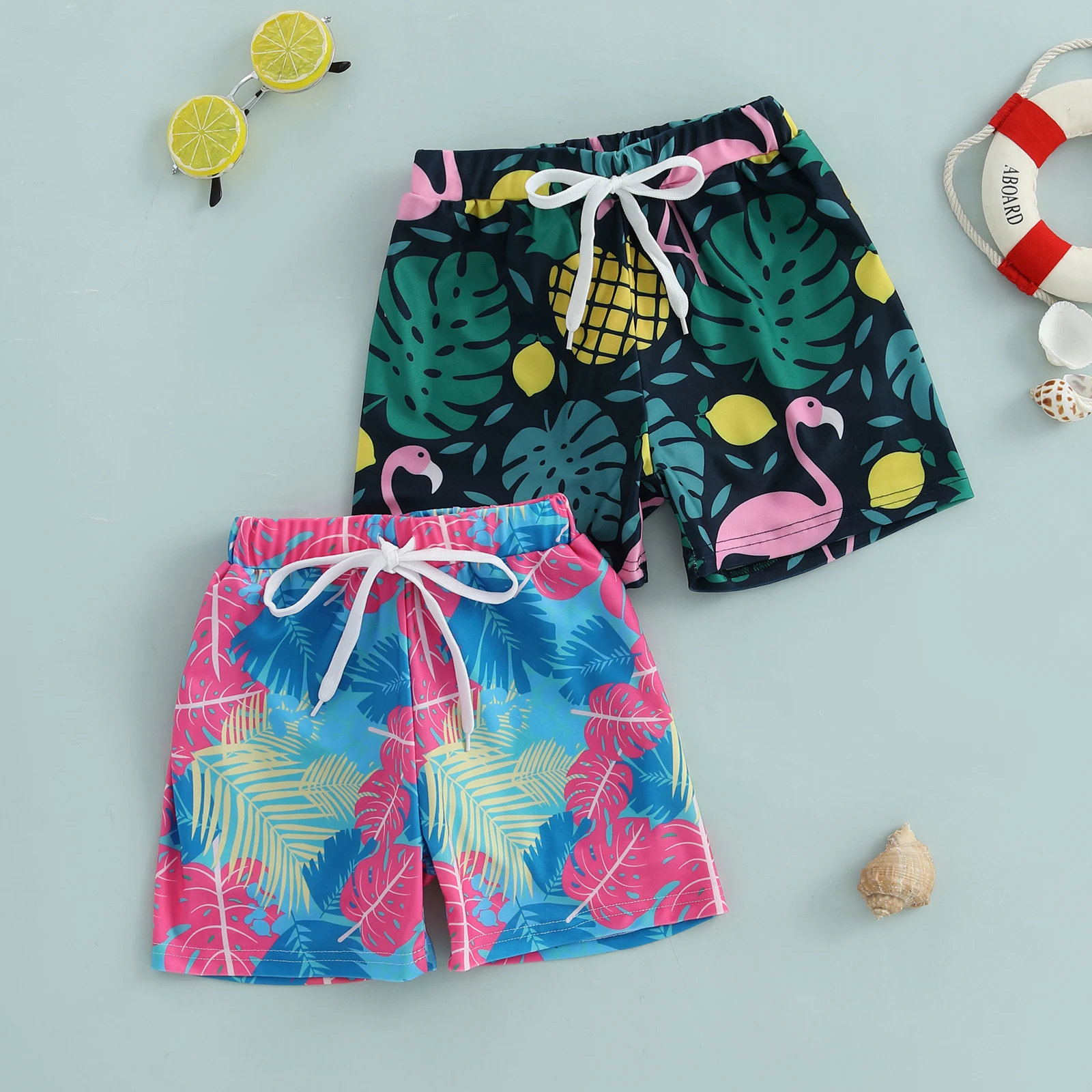 3-6Y عادية طفل بنين ملابس السباحة الشاطئ السراويل الأناناس طباعة ثوب السباحة مطاطا الرباط الخصر السباحة جذوع الأولاد بحر