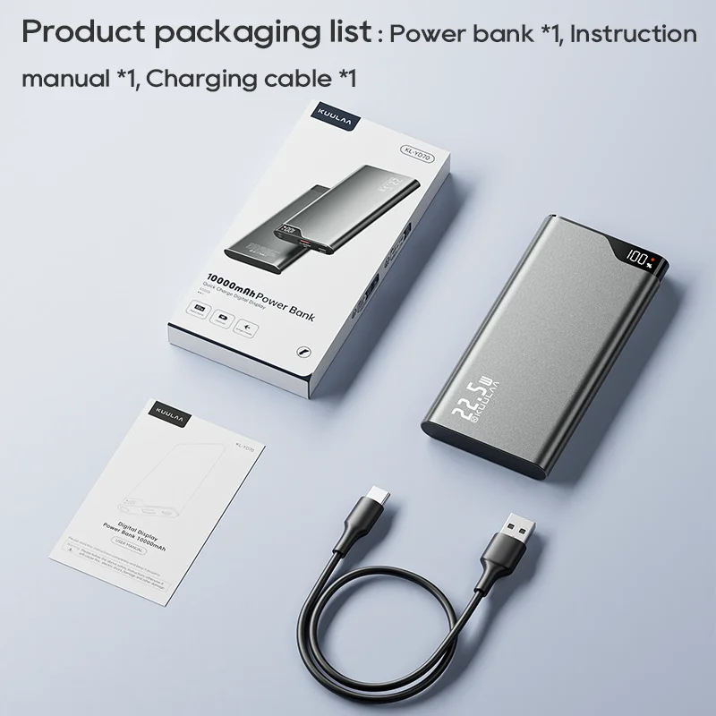 KUULAA 2PCS Power Bank 22.5W 10000mAh Portable Charger PowerBank Fast Charging External Battery For iPhone 16batterie externe 6
