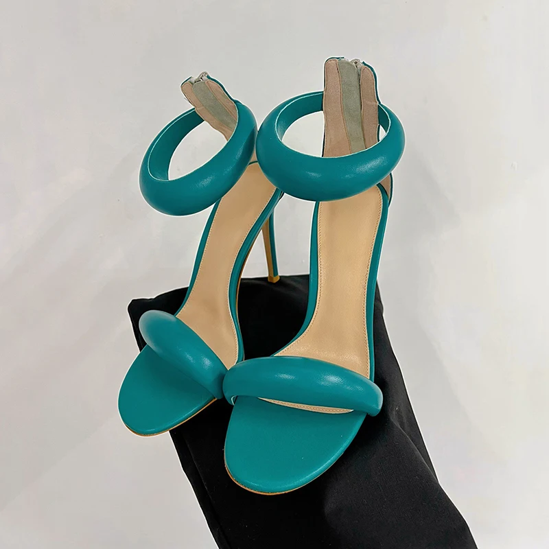 

Summer Sexy High Heel Sandals 2024 New Genuine Leather Material Open Toe Female Sandals One Strap Design Banquet Ladies Pumps