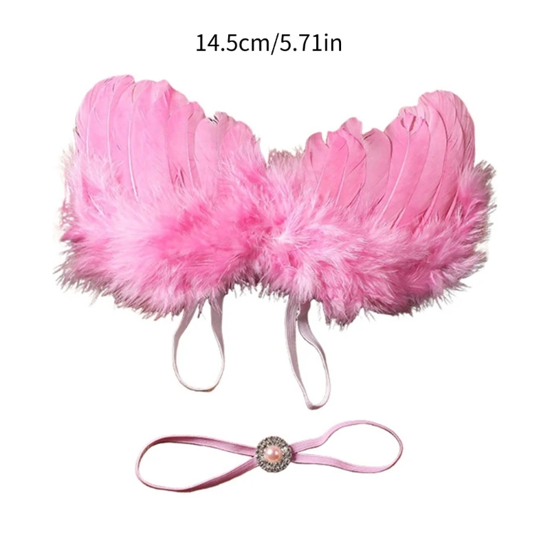 2Pcs/Set Infants Girls Feather Wing and Headbands Newborn 5
