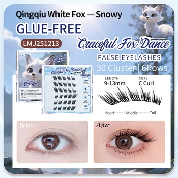 Yelix Self Adhesive DIY Lashes Fox Eye Effect Skew Flying False Eyelashes Lightweight Soft Eyelashes Clusters Makeup Tools 1