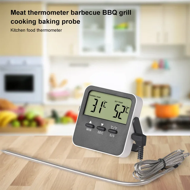 1/2/3/5 Barbecue Hőmérő 0,1 ℃ Piknik Grill Sütés Hőmérséklet Mérő Időzítő 304 Rozsdamentes Acél Szonda Húsmérő Kültéri - Image 3