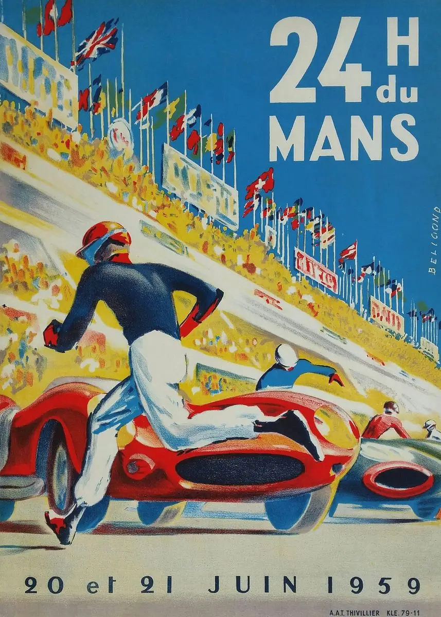 Lienzo decorativo con diseño de coches de carreras antiguos: 24 horas de Le Mans y Gran Premio de Mónaco para sala de estar