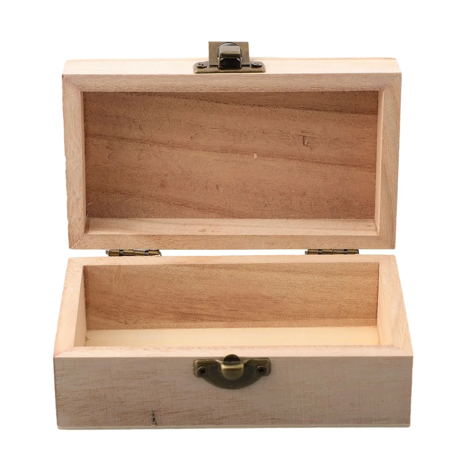 

1pcs Plain Wood Wooden Storage Boxes Square Hinged Storage Boxes Craft Gift Box Solid Wood Home Organization 3 Sizes