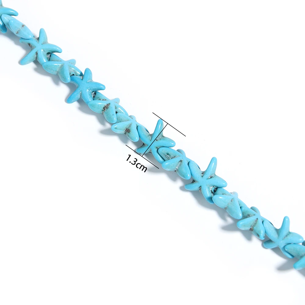 Apx 36 Stück Natursteinperlen, Seestern, Türkis, Perlen, bunte Perlen für Schmuckherstellung, DIY-Armband, Halskette, Zubehör – Detail 1