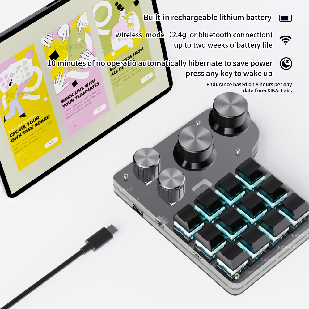 Teclado Programável Hotswap Macro Personalizado com Retroiluminação Rgb Botões Teclado Mecânico para Jogos 12 Teclas - Imagem 3