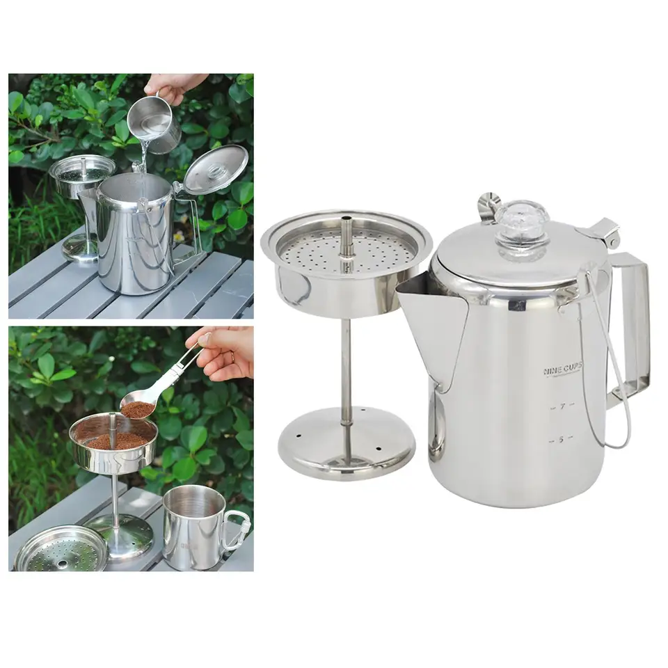 SPC28986 - Mil-Tec Cafetière inox avec percolateur 1,2 l
