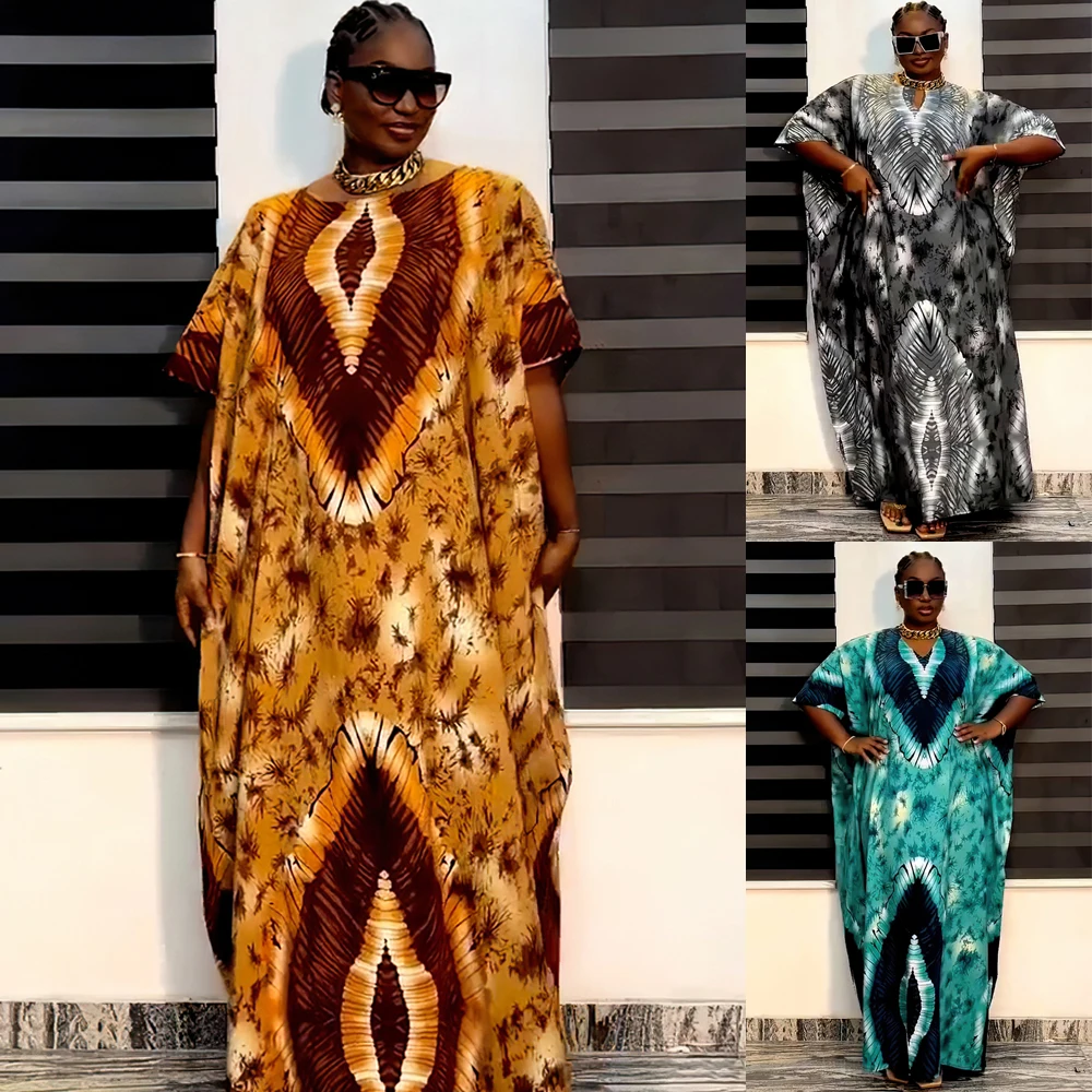 

New African Boubou Party Dresses For Women 2024 Dashiki Print Ankara Maxi Dress Long Sleeve Loose Wedding Robes Elegant Gowns