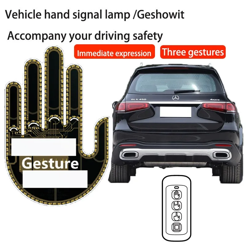 

Universal Fun Car Middle Finger LED Light with Remote Car Gadgets & Road Rage Sign Funny Rear Window Sign Car Accessories