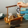 Natural Walnut Jewelry Holder Bracelet Earrings Necklace Watch Jewelry Organizer Holder Stand with Bamboo Base Rack Hanger 3