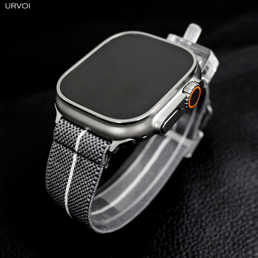 URVOI Elastic Woven Nylon Band with Braided Loop and Metal Buckle