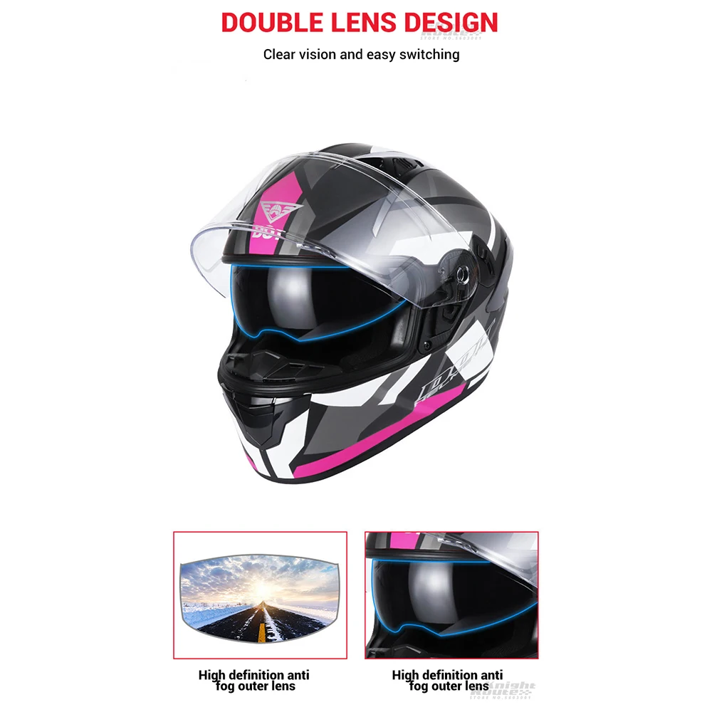 HNJ Casco Moto donna Casco integrale Moto Casco Motocross traspirante con  orecchie di gatto rimovibili Casco anticaduta 4 stagioni - AliExpress