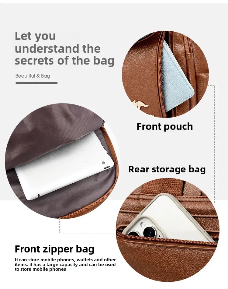 Soft Leather Shoulder Bag Casual Design