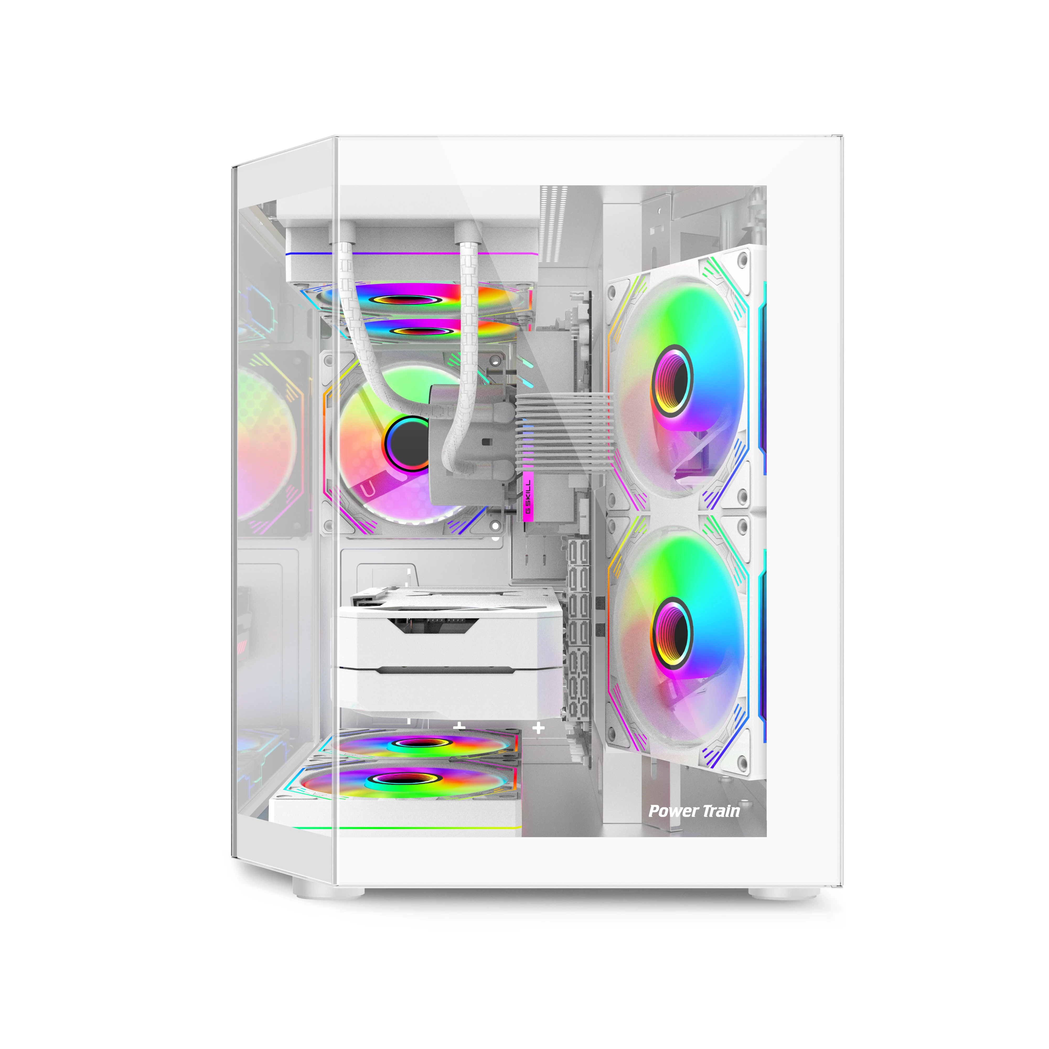Power Train Star Realm M-ATX Desktop Case Three Sided Glass Panoramic Sea View Room Without Pillars 240 Water Cooling PC Chassis pc case pc chassis