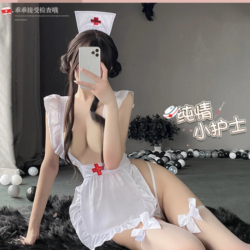 Sexy Nurse Nurse Sister Cosplay Lingerie Costumes Open Chest Lace Dresses Erotic Party Uniform Underwear Bandage Sleepwear Set