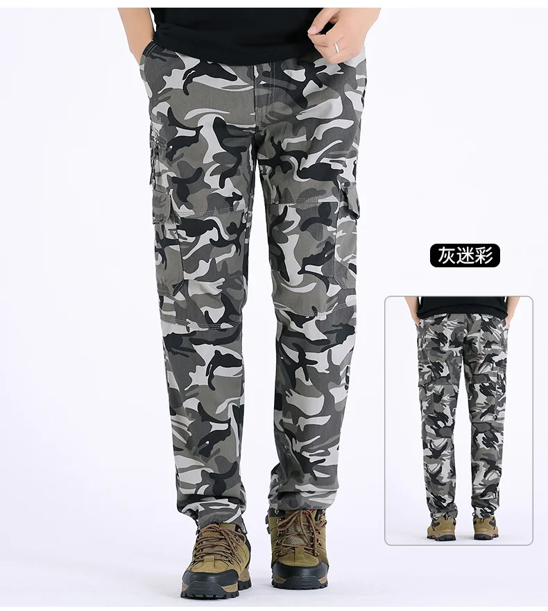 2022 spring and autumn new men's casual pants multi-pocket trousers loose large size sports pants straight loose overalls cargo jeans for men