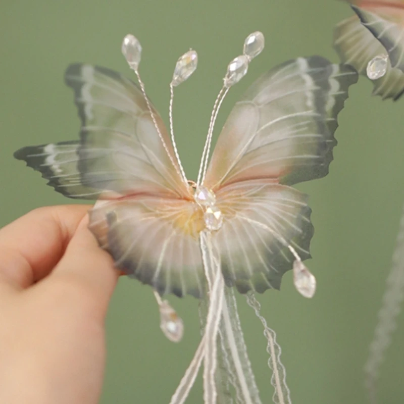 

Заколка для волос в китайском стиле с бабочкой, весенний головной убор для девочек, заколка для волос с хвостиком N7YF