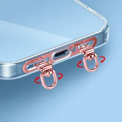 360° Rotating Anti - fall Phone Lanyard with Double Buckle & Stainless Steel Snap (Rose Gold)