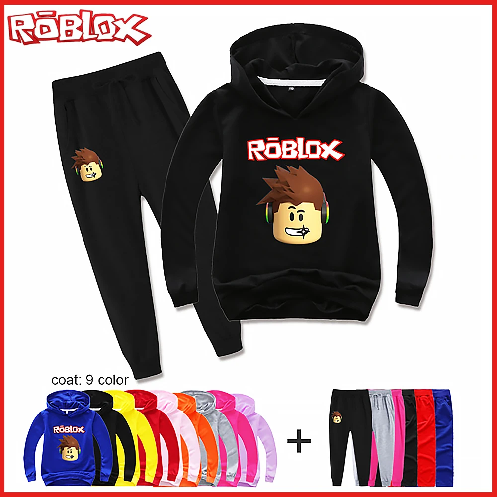 

New Autumn Two Piece Roblox Game Boys' Thin Casual Long Sleeve Sweater Cartoon Hoodie Pullover 2023 Christmas Birthday Gift
