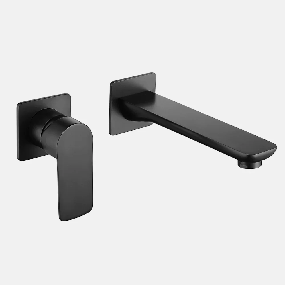 Designer Wall Mounted Basin Faucet Mixer Tap Lavatory Vanity Sink Faucet Black Bathroom Faucet
