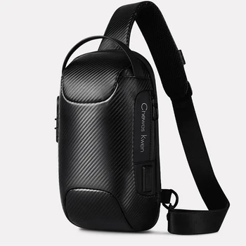 SUUTOOP Men’s Multifunction Anti-theft Lock Waterproof USB Crossbody Bag Shoulder Bags Travel Messenger Chest Bag Pack for Male