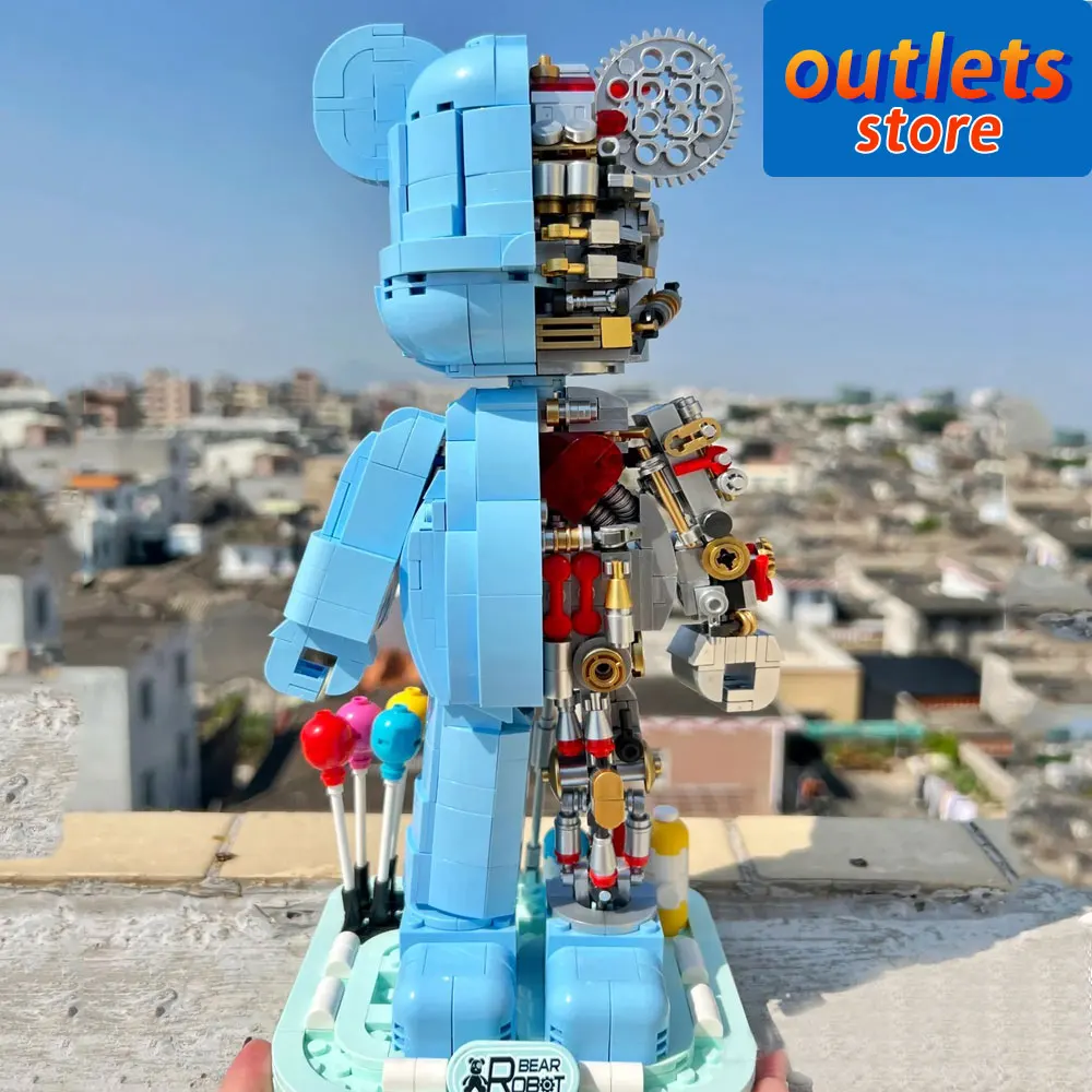 

6302 идеи Видимый модный полупрозрачный Moc Забавный медведь робот механический медведь модель строительные блоки микро Кирпич Игрушки Подарки шт.
