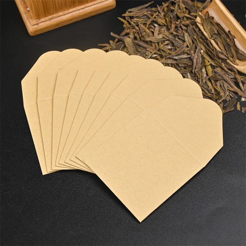 1000 Teile/los Weiß Kraft Papier Teebeutel Kleine Tee Lagerung Verpackung Tasche Kraft Papier Versiegelt Tee Verpackung Tasche – Detail 7