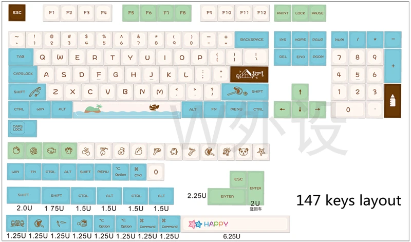 QX XDA Profile Keycaps, Animal Crossing, GMK, 1 Set