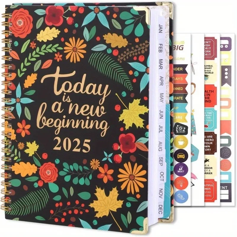2025 Weekly & Monthly Planner A5 – Floral Design Academic Calendar Supplies Time Management Planner Agenda Budget Journal