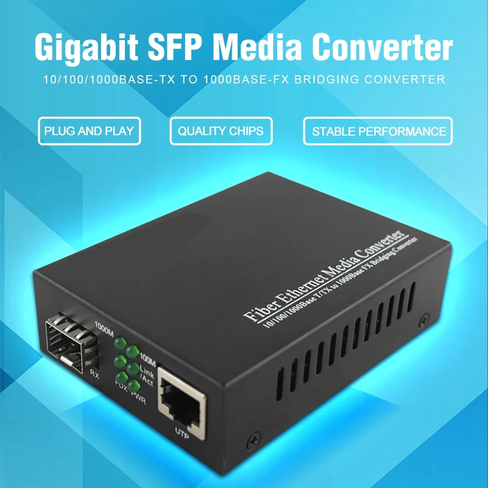 

SFP Fiber to RJ45 Fiber Optic Media Converter 1000Mbps SFP Transceiver Switch with SFP Module Compatible Cisco/Mikrotik/Huawei