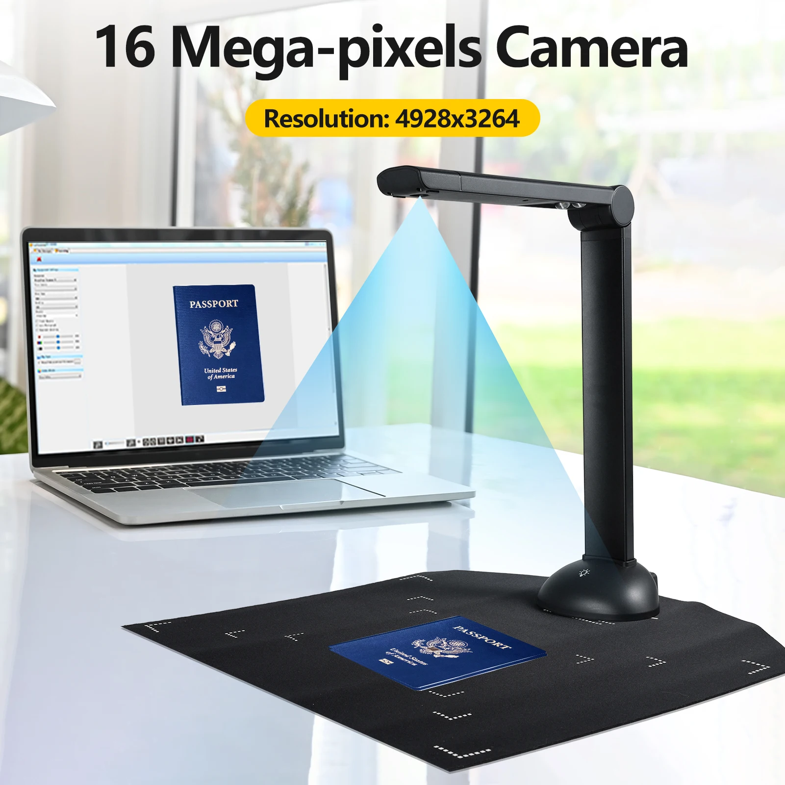 Document Camera Book Scanner A3 Size HD 16 Mega-pixels High Speed Scanning Support Multi-Language USB Port LED Fill Light