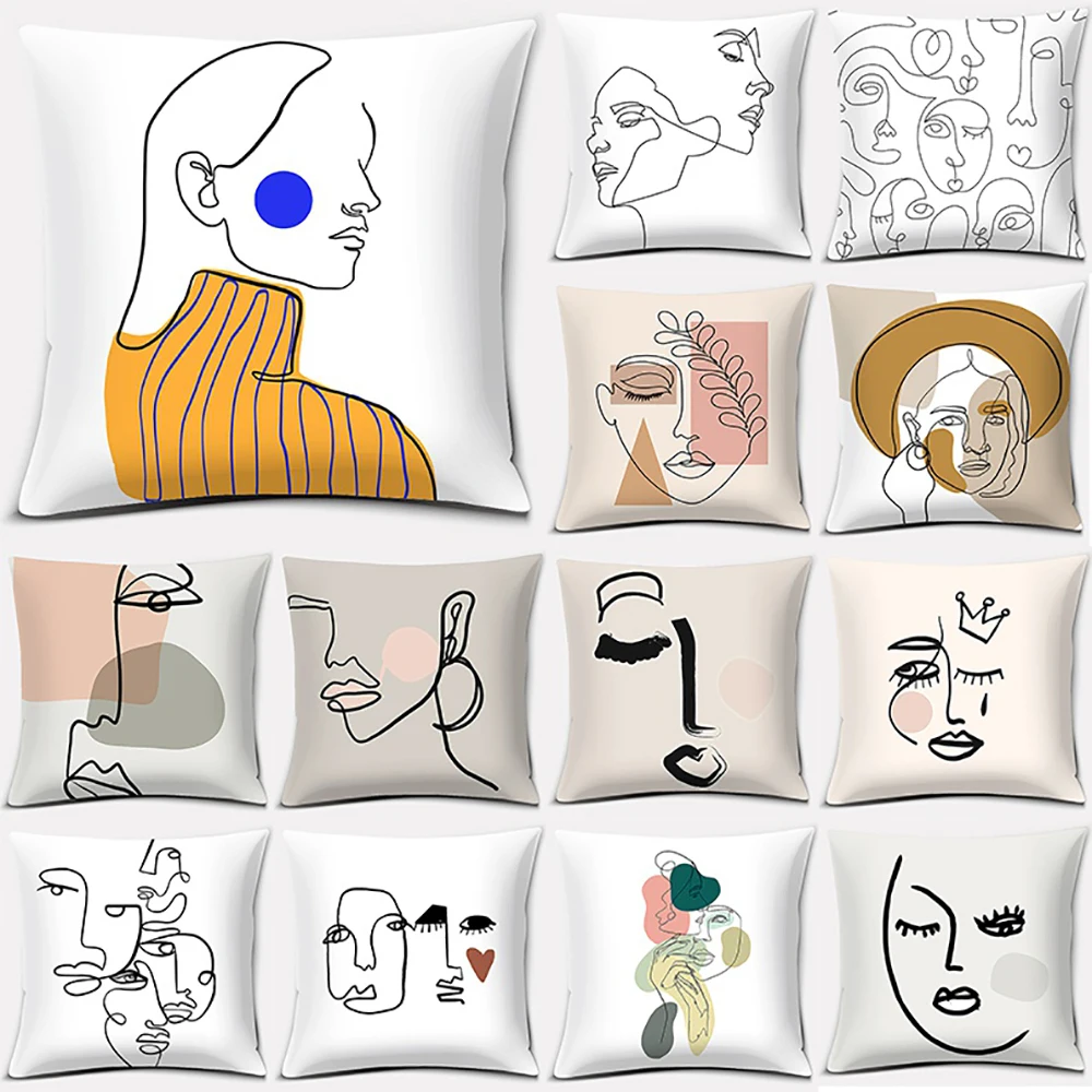 Abstract Face Series Pillow Gift Home Office Decoration  Bedroom Sofa Car Cushion Cover