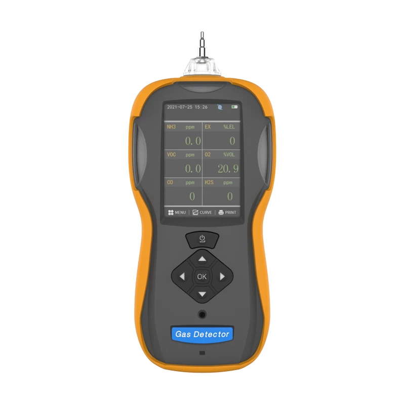 

Multi Gas Analyzer Gas Detector PID 6 in 1 Vibration sound light Alarm Yellow black OEM ODM Iso9001