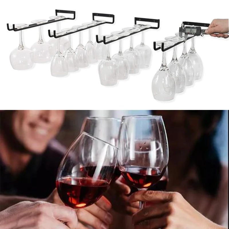 1PC 30cm Stemware Wine Glass Rack Wall Mountable Wrought Iron Home Hanging Cup Holder Simple Upside-down Hanging Goblet Cup Storage Holder