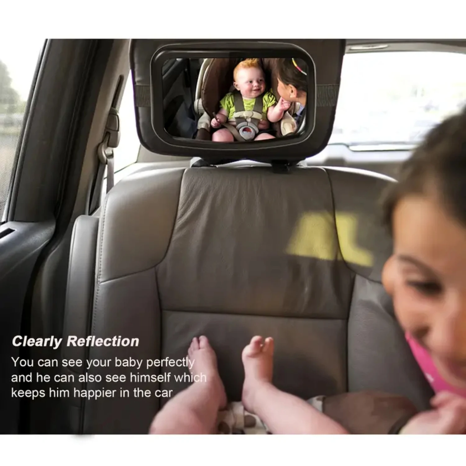 Crystal Clear Shock Resistant Rear Facing Baby Mirror-Wide View, Securely Mounted, Crash Tested & Certified