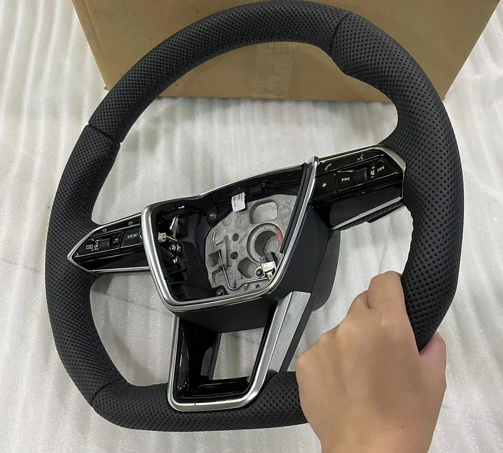 

For Audi A6 A7 2016-2023 Black Flat-bottom fully punched steering wheel assembly sports type plate retrofit replacement
