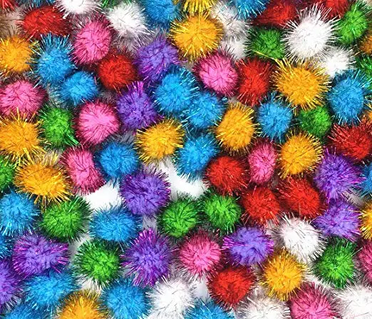 Colourful Environmental Assorted Color Arts Craft Pom Poms Girl Glitter Poms Sparkle Balls For DIY Decorations