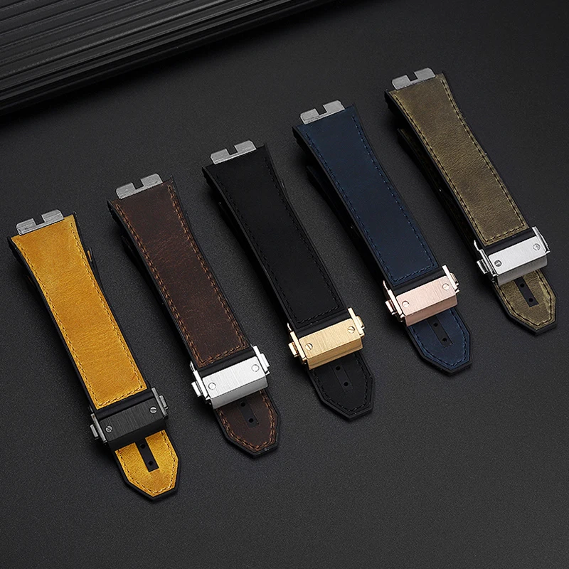 Bracciale Vintage In Vera Pelle Per Hublot Big Bang Series 411 Cinturino In Gomma In Pelle Con Interfaccia A Sgancio Rapido In Stile Originale