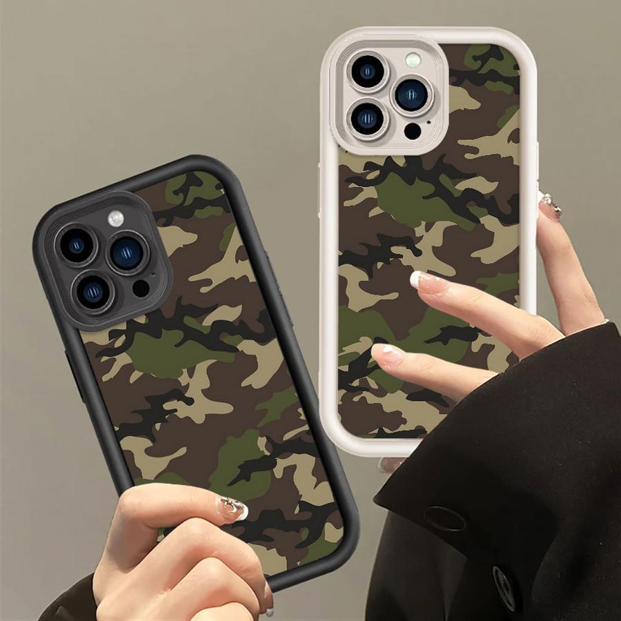 Camouflage Phone Case for iPhone 15 16 Pro Max 14 Plus 13 12 11 Pro 16Plus XS Max X XR 15 7 8Plus Soft Cover
