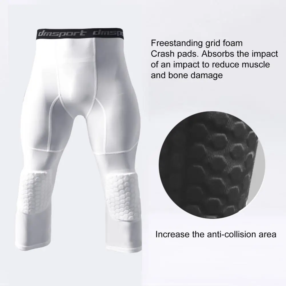 Aliexpress Men's Basketball Trousers with Knee Pads 3/4 Cropped Padded Compression Leggings Sports Protective