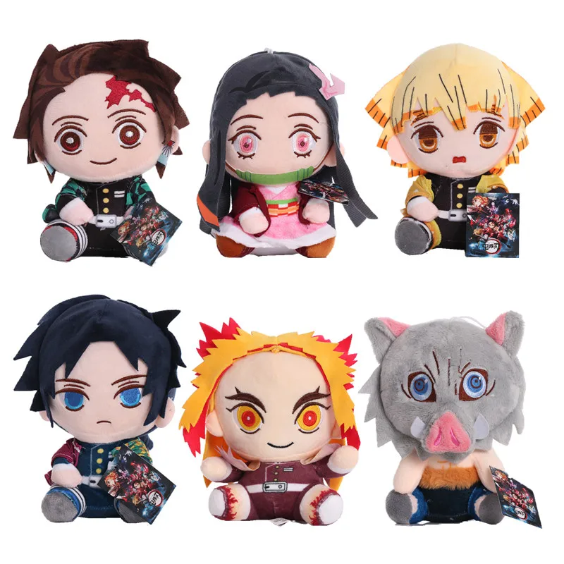 18-20cm Demon Slayer Plush Toys Anime Figure Kamado Tanjirou Zenitsu Inosuke Kamado Nezuko Cute Cartoon Stuffed Dolls Kids Gifts тетрадь 96л кл nezuko kamado v1 demon slayer