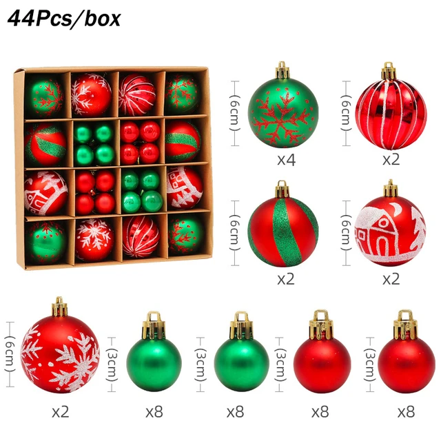  Christmas Ball Ornaments Set Assorted Shatterproof