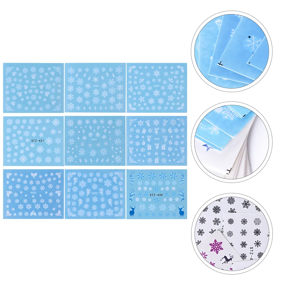 

60 Sheets Winter Snowflake Nail Stickers Adhesive Polish Christmas Pvc Decals