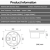 ASRAS Nanometer Hidden Circular Mini Kitchen Island Sink 304 Stainless Steel 4mm Thickness Handmade Sinks Cup Rinser Sinks 6