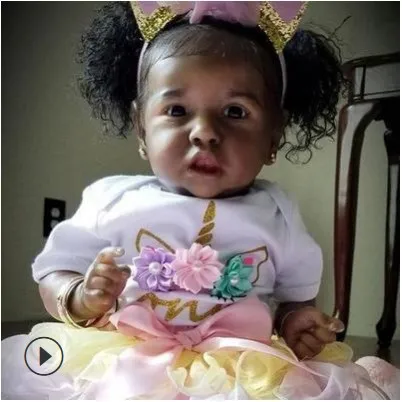

56CM reborn saskia toddler African American Baby Full Body Siicone/Cloth Body Girl Reborn Toddler Dolls Toy Gift