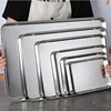 Kitchen Rectangle Stainless Steel Food Storage Serving Trays Sausage Noodles Fruits Dish Restaurant Hotel Metal Dinnerware Plate 6