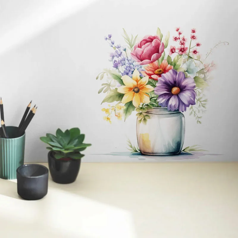 C53# Flowers and plants wall stickers bathroom toilet decoration decals living room cabinets home decoration murals wall stickers,wall sticker