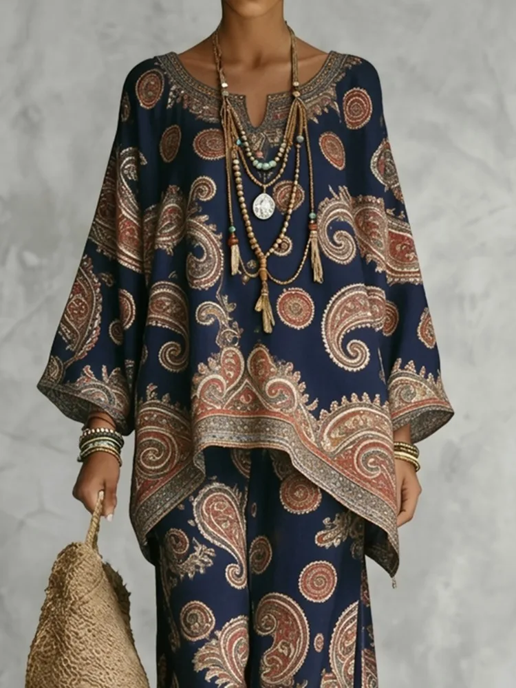 Yeezzi Damen-Bluse im Vintage-Stil, Boho-Stil, Paisley-Druck, Fledermausärmel, passende Oberteile, V-Ausschnitt, lockere, lässige Bluse, Urlaubs- und Strand-Ethno-Shirt
